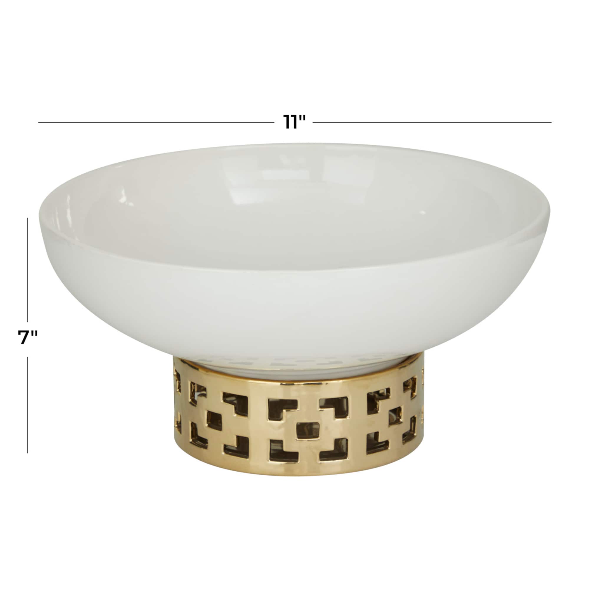 White Stoneware Glam Decorative Bowl, 7" x 11" x 11"